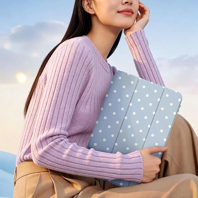 White Polka Dots Sky Blue