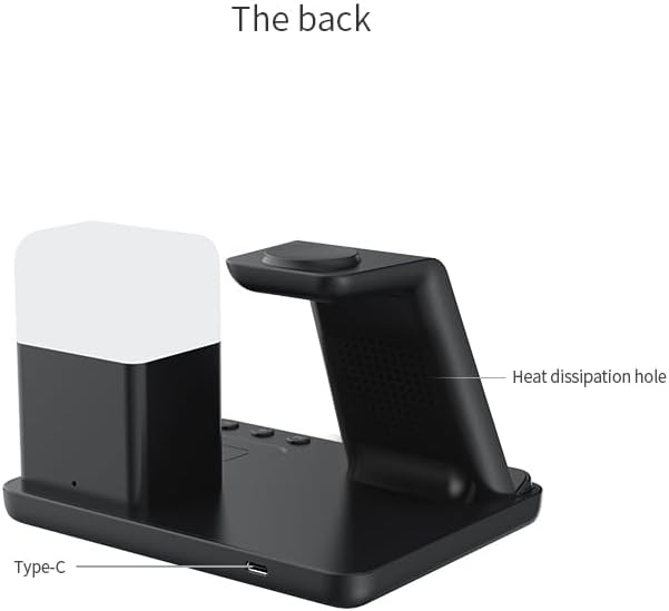 Tron Multifunction 6 in 1- Wireless Charger Fast Charging for iPhone Apple Watch &amp Airpods with Lamp &amp Clock TR20 Model