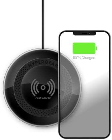 HyperGear ChargePad Pro Wireless Charging Pad - (Black) 15W Fast Charging Wireless Portable Charger Soft Grips &amp LED Power Indicator Qi Compatible Android AirPods &amp iPhone Charger for Home