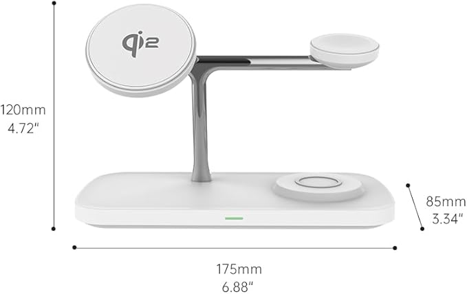 B0D8VYKY3B：Wireless Charging Station3 in 1 Charging StationWireless Charger Stand for iPhone 16/15/14/13 SeriesWatch Airpods Magnetic Wireless Charger StandAdjustable Angle Travel Charger (WHITE)