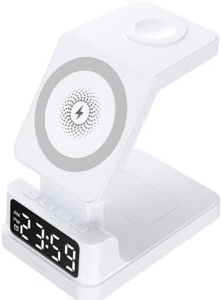 Magnetic Three-in-one 15W Wireless Charger with Clock