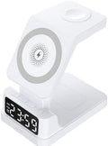 Magnetic Three-in-one 15W Wireless Charger with Clock (White)