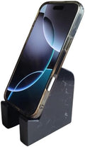 FLOWMAR Marble Phone Stand for Desk – Heavy Quartz Cell Phone Holder Luxury Black Marble Phone &amp Tablet Stand Stable Desk Phone Holder Case Friendly Charging Compatible