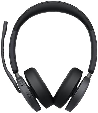 BH74 Yealink Headset Bluetooth Wireless with Headphone Charging Stand Compatible with Teams Zoom Webex Meet Video Calls Acoustic Shield Mic &amp Hybrid ANC Long Battery Ideal for Office &amp