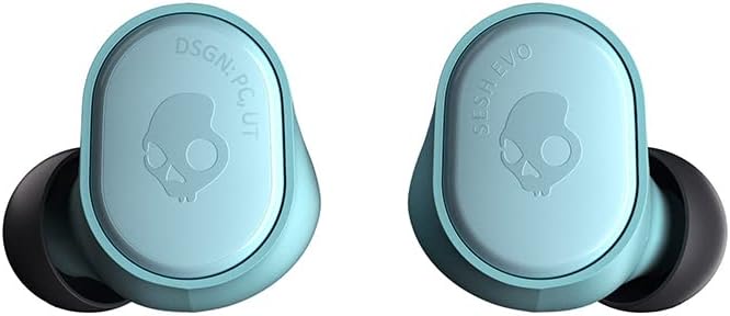 Skullcandy Sesh Evo in-Ear Wireless Earbuds 24 Hr Battery Microphone Works with iPhone Android and Bluetooth Devices - Bleached Blue