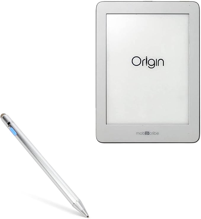 BoxWave Stylus Pen Compatible with Mobiscribe Origin E-Ink Notebook (6.8 in) - AccuPoint Active Stylus Electronic Stylus with Ultra Fine Tip - Metallic Silver