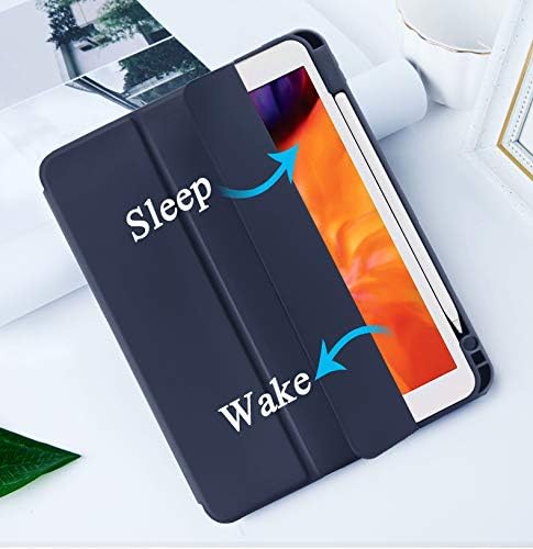 SIWENGDE Cases for iPad Pro 12.9 Case 6th/5th/4th Generation (2022/2021/2020) with Pencil Holder [Apple Pencil Wireless Charging] Soft TPU Smart Tri-fold Stand Protective Cover(Dark Blue)