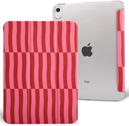 case for ipad 11th Generation11 Inch 2025 (A16 Chip) &amp 10th Gen 10.9 Inch 2022 - Slim Scratch-Resistant Hard PC Translucent Back Shell Smart Cover Wake/Sleep FunctionRed Irregular Stripes