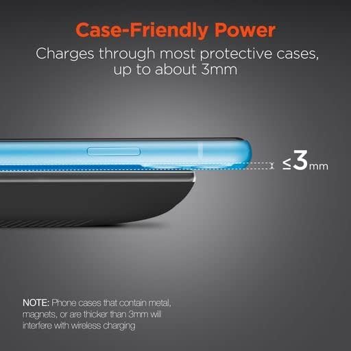 HyperGear ChargePad Pro Wireless Charging Pad - (Black) 15W Fast Charging Wireless Portable Charger Soft Grips &amp LED Power Indicator Qi Compatible Android AirPods &amp iPhone Charger for Home