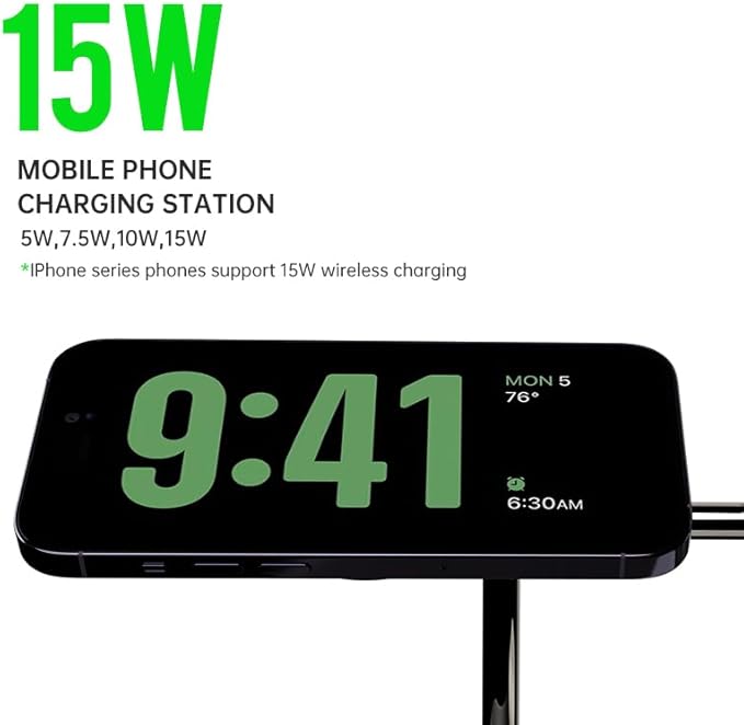 Wirleless Charger 3 in 1 Wireless Charging Station for iPhone 16/15/14/13/12 Fast Charging for AirPods/Apple Watch &ampSamsung Galaxy Watch with Night Light