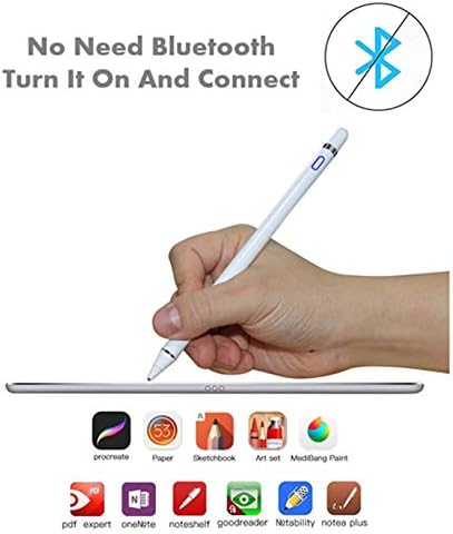 Stylus Pen Pencil 1st Generation Gen Replacement for Apple iPad Pro 1st iPad 1st 2nd 3rd 4th 5th iPad Mini 1 2 3 4 iPad Air 1st 2nd iOS Android Capacitive Tablet Touch Screen + Free Holder (White)