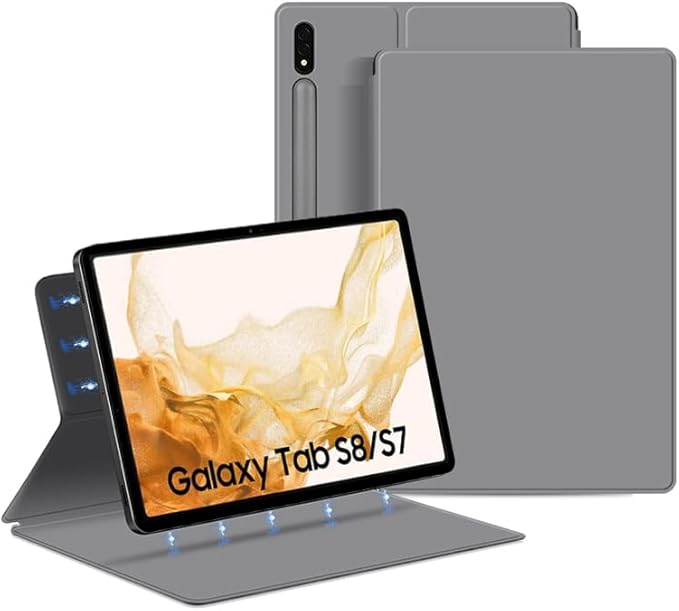Magnetic Case for Galaxy Tab S8 11 inch 2022 (SM-X700/SM-X706)/S7 2020 (SM-T870/T875) with S-Pen Holder Lightweight and Slim Magnetic Stand Case with Auto Sleep/Wake Grey