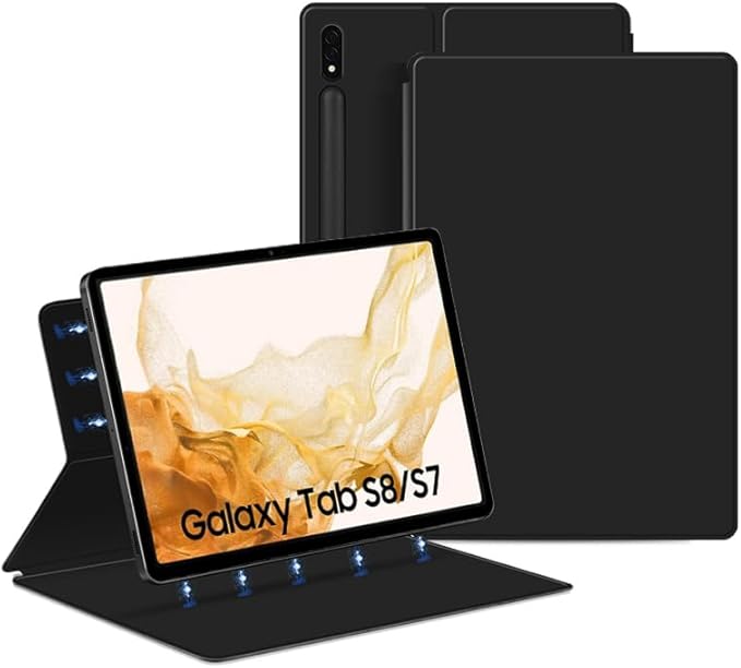 Magnetic Case for Galaxy Tab S8 11 inch 2022 (SM-X700/SM-X706)/S7 2020 (SM-T870/T875) with S-Pen Holder Lightweight and Slim Magnetic Stand Case with Auto Sleep/Wake Black