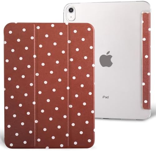 case for ipad 11th Generation11 Inch 2025 (A16 Chip) &amp 10th Gen 10.9 Inch 2022 - Slim Scratch-Resistant Hard PC Translucent Back Shell Smart Cover Wake/Sleep FunctionBrown White Polka dot
