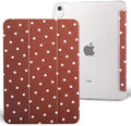case for ipad 11th Generation11 Inch 2025 (A16 Chip) &amp 10th Gen 10.9 Inch 2022 - Slim Scratch-Resistant Hard PC Translucent Back Shell Smart Cover Wake/Sleep FunctionBrown White Polka dot