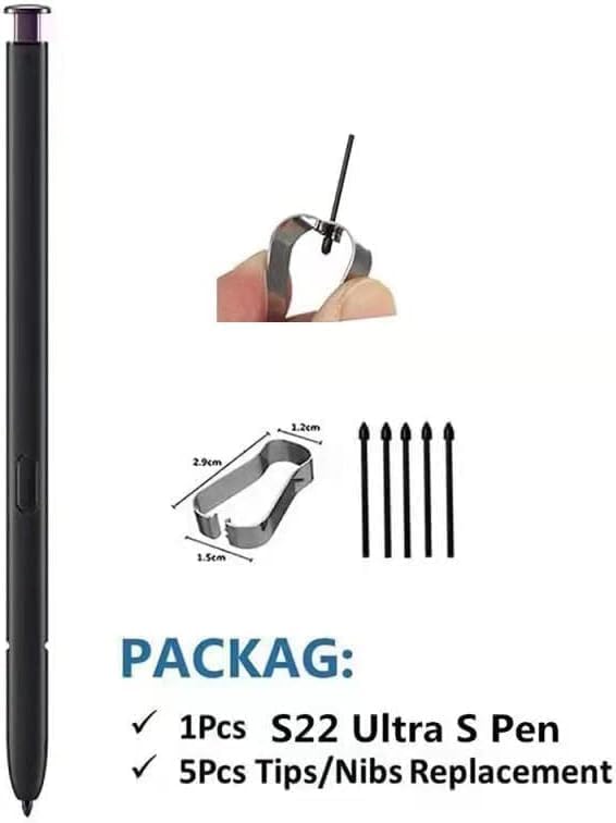 S22 Ultra S Pen Replacement Compatible with Samsung Galaxy S22 Ultra All VersionsS22 Ultra Stylus Pen (WithBluetooth) Slim 0.7mm Pen Tip 4096 Pressure Levels with 5pcs Tips (Burgundy)