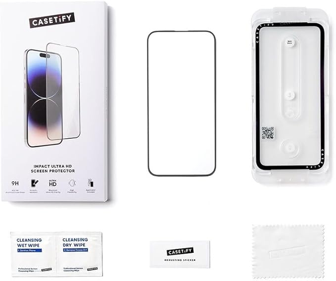 CASETiFY Impact Ultra HD Screen Protector [Strengthened 9H aluminosilicate glass applicator included] for iPhone 16 Pro