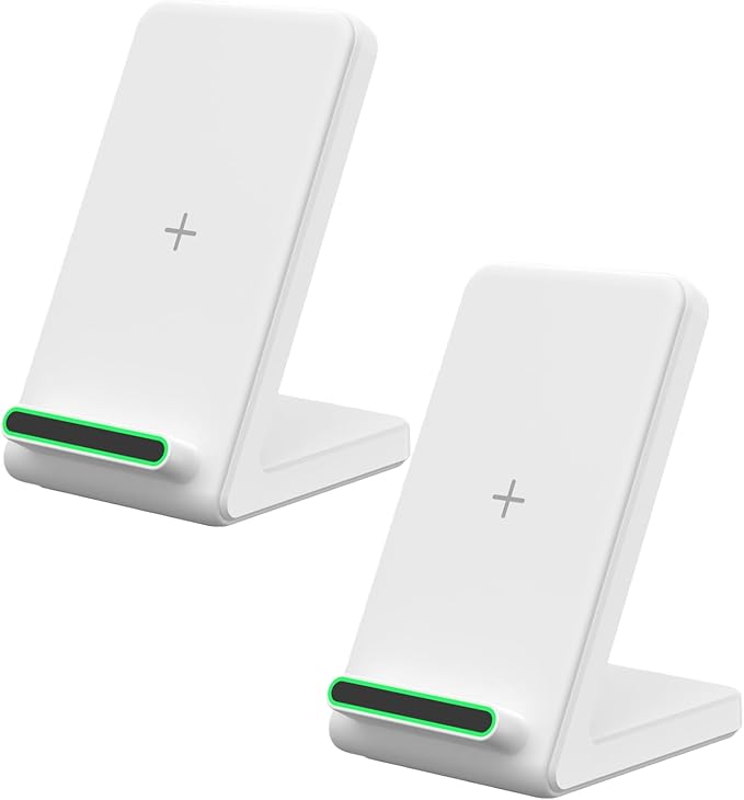 2 Pack Fast Wireless Charger Stand for Samsung 15W Wireless Charging Stand for Apple iPhone for Samsung Galaxy S22/S21/S20 for Google Pixel for LG and More.