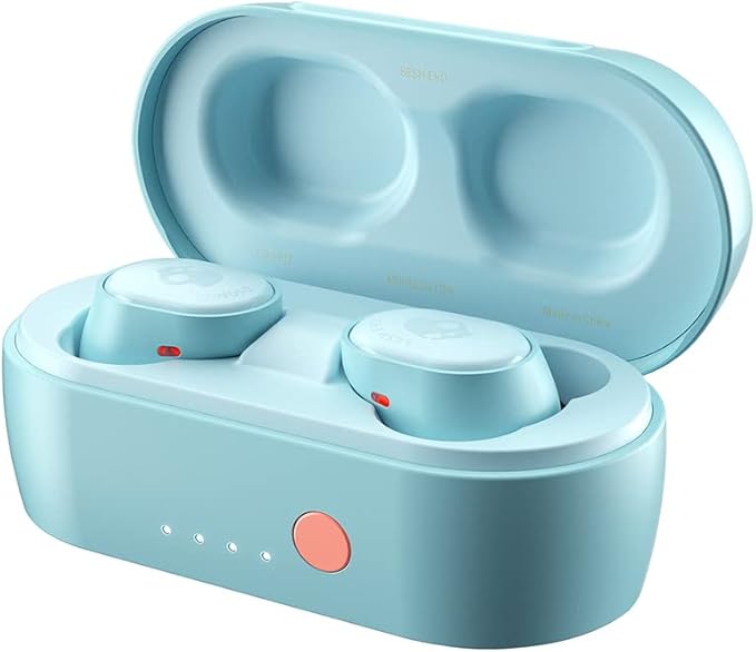 Skullcandy Sesh Evo in-Ear Wireless Earbuds 24 Hr Battery Microphone Works with iPhone Android and Bluetooth Devices - Bleached Blue