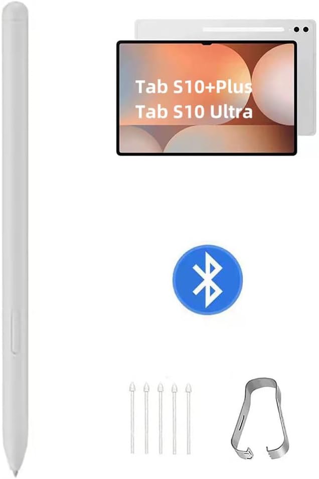 Tab S10 Ultra/S10 Plus S Pen Compatible with Samsung Galaxy Tab S10+ Plus/Tab S10 Ultra All Versions Stylus Pen with Bluetooth 4096 Pressure Sensor .Slim 0.7mm Tip with 5xTips (Platinum Silver)