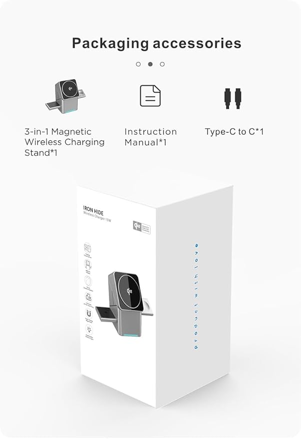 Charger Standfor iPhone 17 Wireless Charger 3-in-1 Cube Compatible with MagSafe 15W Foldable Fast Charging Stand for iPhone 16/15/14/13 Apple Watch 1-8/Ultra AirPods Compatible with Samsung