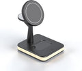Magnetic Desk Wireless Charger Hub 3-in-1 – 15W Fast Wireless Charging Station with Night Light Compatible with Latest iPhone AirPods Apple Watch for Home &amp Office (Black)