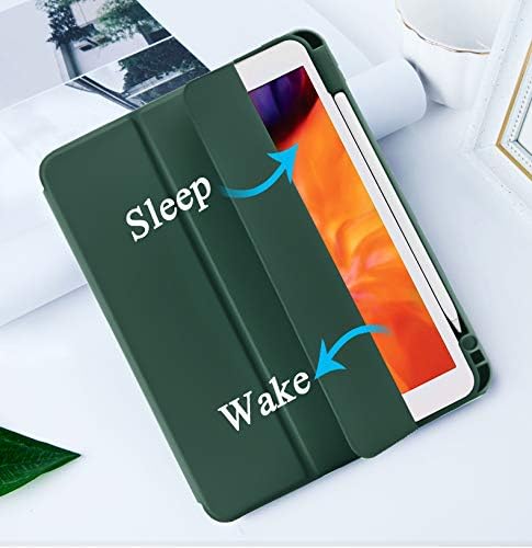 SIWENGDE Cases for iPad Pro 12.9 Case 6th/5th/4th Generation (2022/2021/2020) with Pencil Holder [Apple Pencil Wireless Charging] Soft TPU Smart Tri-fold Stand Protective Cover(Midnight Green)