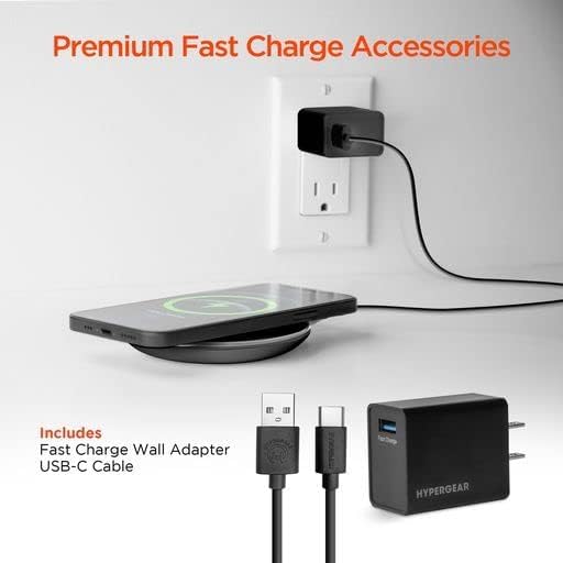 HyperGear ChargePad Pro Wireless Charging Pad - (Black) 15W Fast Charging Wireless Portable Charger Soft Grips &amp LED Power Indicator Qi Compatible Android AirPods &amp iPhone Charger for Home