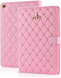 Cute Crown Case for iPad Air 3 10.5'' 2019/ iPad Pro 10.5'' 2017Pu Leather Rhinestones Elegant Smart Auto Sleep/Wake Stand Shockproof for Apple iPad 10.5'' Air 3/ iPad Pro 2017(Pink)