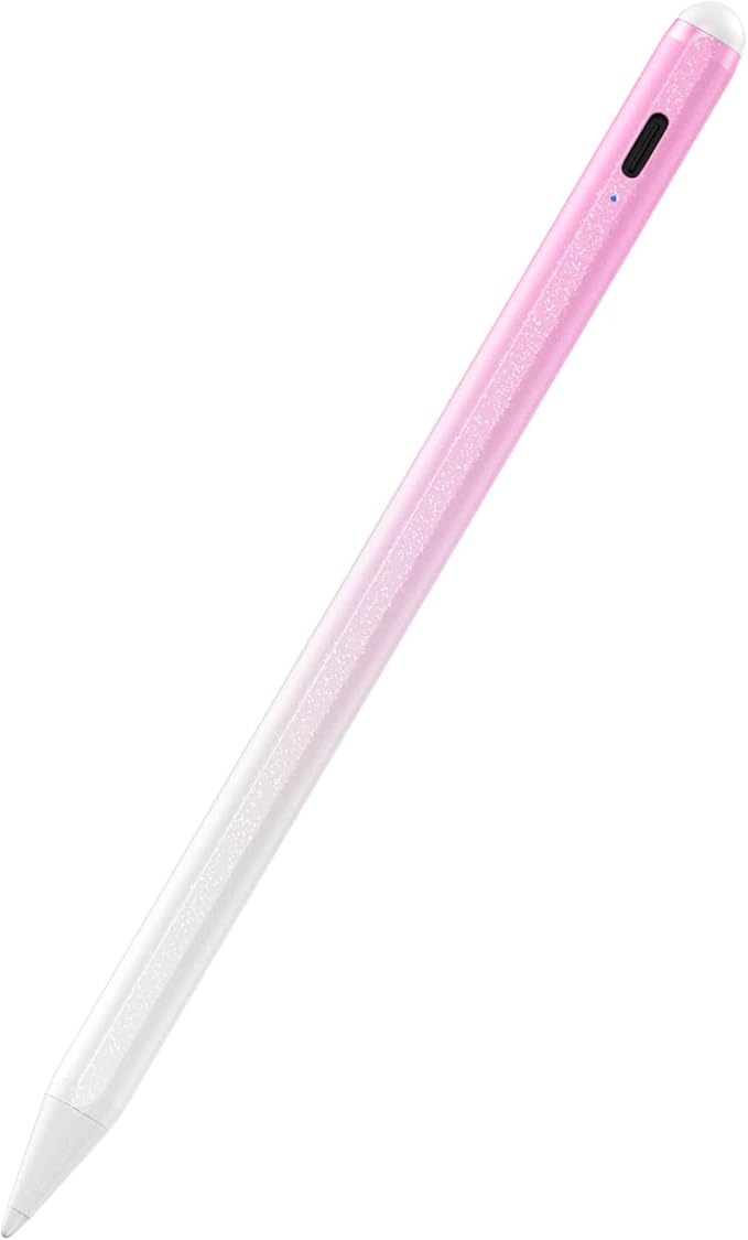 Stylus Pen for iPad 6th-11th Generation-2X Fast Charge Active Pencil Compatible with 2018-2025 Apple iPad Pro 11/12.9/M4 iPad Air 3/4/5/M2/M3iPad mini 5/6 Gen-Gradient White Pink