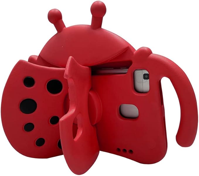 for Alcatel Joy Tab 2 Case for Kids Children Friendly Shockproof Protective Stand Handle Cover for Joy Tab 2 Case Alcatel 2020 8 Tablet (Model: 9032Z) for Boys Girls Cute Ladybug - Red