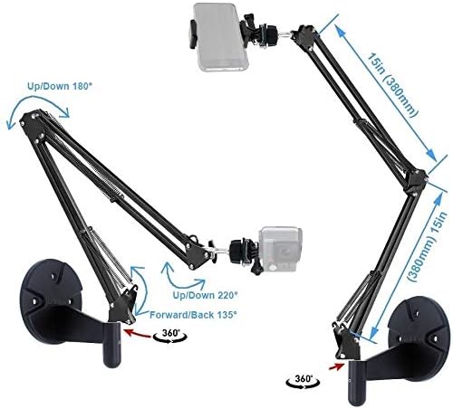AceTaken 2in1 Wall Phone MountOverhead Camera Mount for iPhone Samsung Live StreamingBakingCraftVideosOnline Lessons