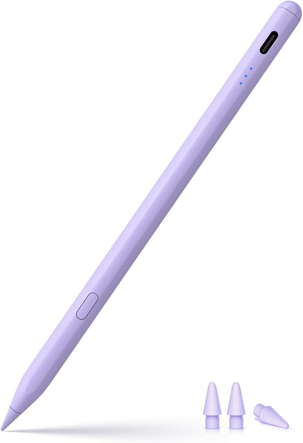 KEEPRO Stylus Pen for iPad 2018-2026 USB-C Fast Charging Pencil Pixel-Perfect Tilt Sensitivity for iPad 11/10/9/8/7/6/A16 Mini 7/6/5 Air M4/M3/M2 11/13/5/4/3 Pro M5/M4 13/12.9″/11″ Purple