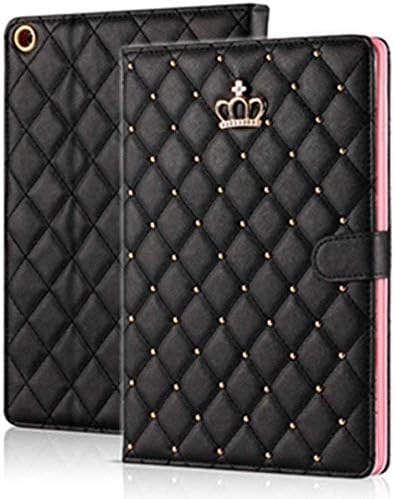 for iPad 9.7 Inch 6th/5th Generation 2018/2017 CaseiPad air 2/iPad AirCrown Bling Diamond Cute PU Leather Smart Auto Sleep/Wake Folio Stand Shockproof Cover for Apple iPad 9.7 Inch (Black)
