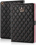 for iPad 9.7 Inch 6th/5th Generation 2018/2017 CaseiPad air 2/iPad AirCrown Bling Diamond Cute PU Leather Smart Auto Sleep/Wake Folio Stand Shockproof Cover for Apple iPad 9.7 Inch (Black)