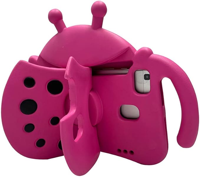 for Alcatel Joy Tab 2 Case for Kids Children Friendly Shockproof Protective Stand Handle Cover for Joy Tab 2 Case Alcatel 2020 8 Tablet (Model: 9032Z) for Boys Girls Cute Ladybug - Hot Pink