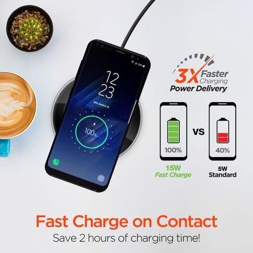 HyperGear ChargePad Pro Wireless Charging Pad - (Black) 15W Fast Charging Wireless Portable Charger Soft Grips &amp LED Power Indicator Qi Compatible Android AirPods &amp iPhone Charger for Home