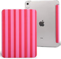 case for ipad 11th Generation11 Inch 2025 (A16 Chip) &amp 10th Gen 10.9 Inch 2022 - Slim Scratch-Resistant Hard PC Translucent Back Shell Smart Cover Wake/Sleep Function Red Pink Stripes