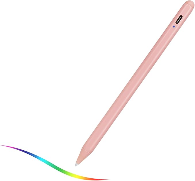 iPad 10th/9th/8th Generation 10.2 Stylus Pencil with Palm RejectionType C Charge 1.5mm POM Tip Active Drawing Writing Pen Compatible with Apple Pencil for iPad Pen 10.2-Inch 10th/9th/8th Pink