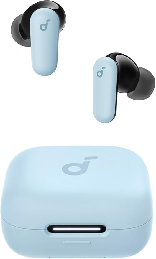 Soundcore P30i by Anker Noise Cancelling Earbuds Strong and Smart Noise Cancelling Powerful Bass 45H Playtime 2-in-1 Case and Phone Stand IP54 Wireless Earbuds Bluetooth 5.4 (Blue)