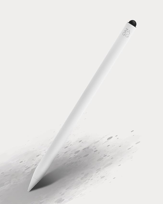 ZAGG Pro Stylus 2 with Active &amp Capacitive Tips Palm Rejection Tilt Recognition Bluetooth Pairing Compatible w/iPad Pro 11/12.9 (34 &amp 5 Gen)/Air 10.9/iPad 10.2/9.7/Mini 5/ iPad Air (M2)