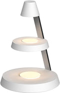Magnetic Wireless Charger 3 in 1 Tower Standing Upright Double Layer Night Light High-Power Convenient Compatible with Cellphones/Wireless Earbuds/Apple Watch (Pure White Style)