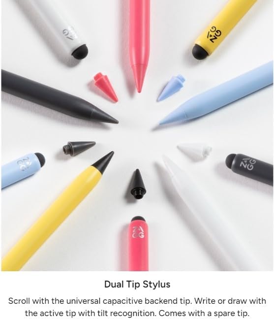 ZAGG Pro Stylus 2 with Active &amp Capacitive Tips Palm Rejection Tilt Recognition Bluetooth Pairing Compatible w/iPad Pro 11/12.9 (34 &amp 5 Gen)/Air 10.9/iPad 10.2/9.7/Mini 5/ iPad Air (M2)