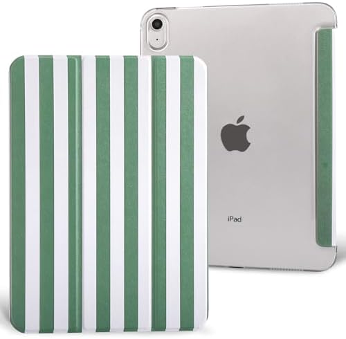 case for ipad 11th Generation11 Inch 2025 (A16 Chip) &amp 10th Gen 10.9 Inch 2022 - Slim Scratch-Resistant Hard PC Translucent Back Shell SmartCover Wake/Sleep FunctionGreen Stripes