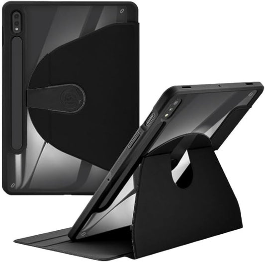 Shockproof Tablet Case for Samsung Galaxy Tab S8 2022/Tab S7 2020 11 Inch (Model SM-X700/X706/T870/T875/T878) 360° Swivel Multi-Angle Stand Case Cover with Auto Wake/Sleep Black