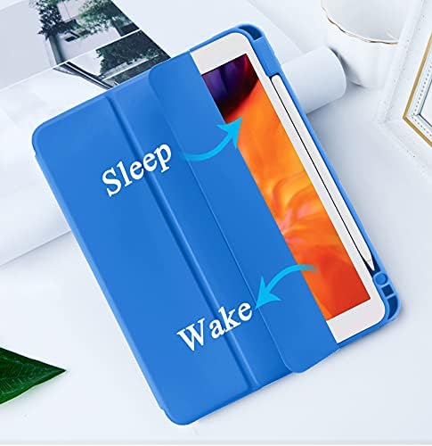 SIWENGDE Cases for iPad Pro 12.9 Case 6th/5th/4th Generation (2022/2021/2020) with Pencil Holder [Apple Pencil Wireless Charging] Soft TPU Smart Tri-fold Stand Protective Cover(Blue)