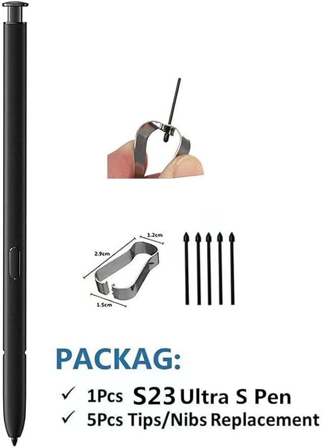 S23 Ultra Stylus Pen (WithBluetooth) Replacement for Samsung Galaxy S23 Ultra 5G Touch Stylus Pen S Pen Replacement Tips/Nibs (Phantom Black)