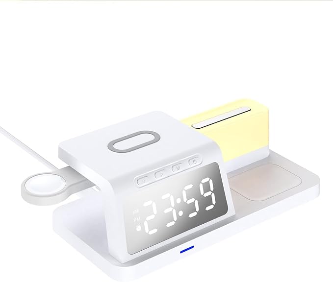 Wireless Charger Alarm Clock HT309 White