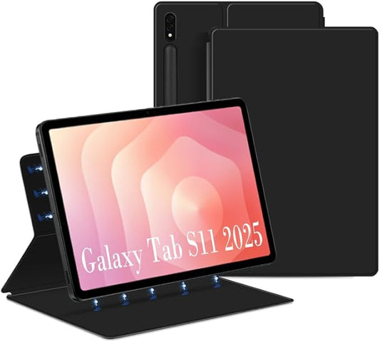 Magnetic Case for Galaxy Tab S11 2025 11 Inch with S-Pen Holder Lightweight and Slim Magnetic Stand Case with Auto Sleep/Wake for Samsung Tab S11 5G SM-X736B/ SM-X730 Black