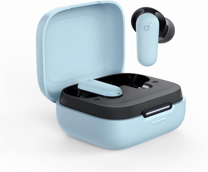 Soundcore P30i by Anker Noise Cancelling Earbuds Strong and Smart Noise Cancelling Powerful Bass 45H Playtime 2-in-1 Case and Phone Stand IP54 Wireless Earbuds Bluetooth 5.4 (Blue)